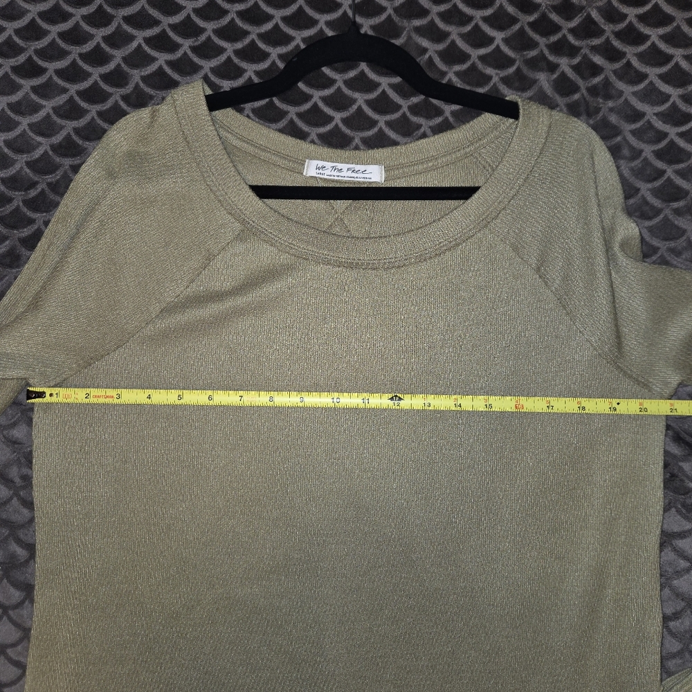 Free People Snowy Thermal Long Sleeve Top in Olive Green - Size L - Picture 6 of 7